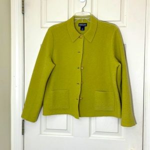 Lands’ End Green Wool Jacket With Pockets Size 10 Petite